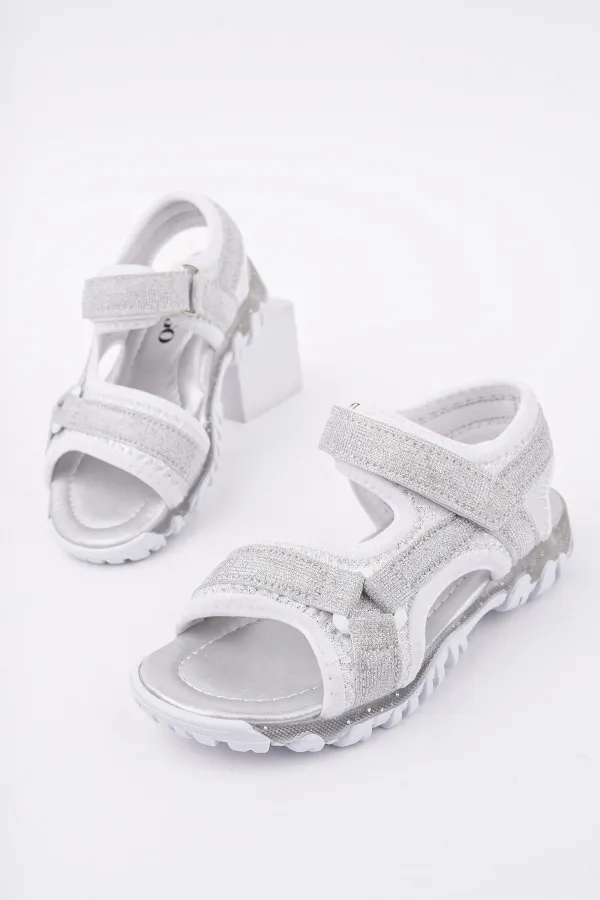 Muggo ELON Cırtlı ve Simli Günlük Kız Çocuk Sandalet