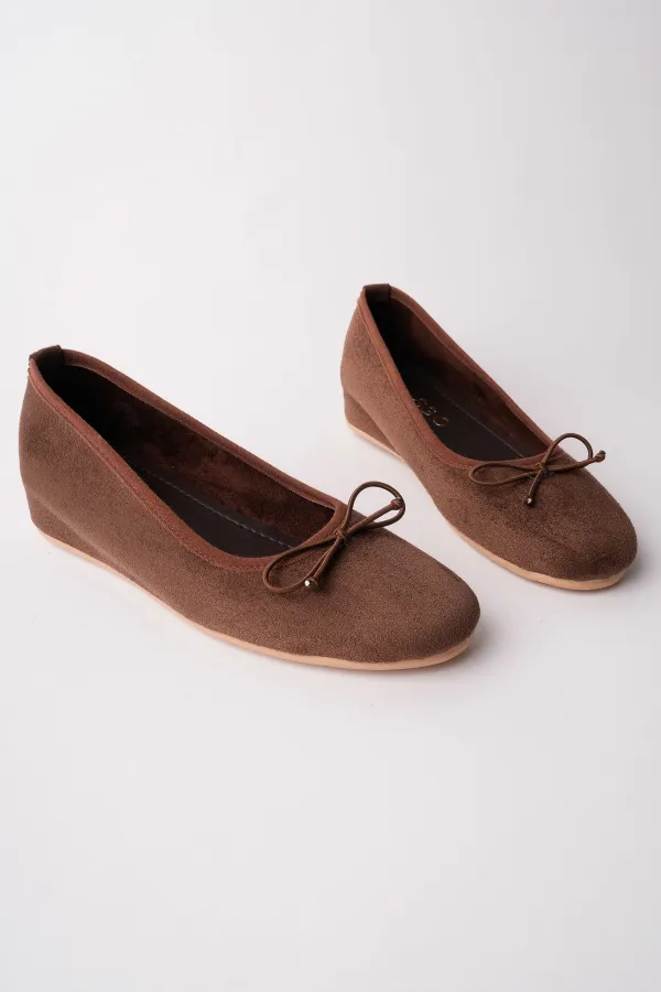 Muggo HİDDEN Gizli Topuklu Fiyonk Detaylı Deri Kadın Babet