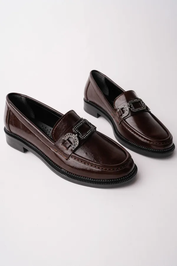 Mocassins décontractés pour femmes Muggo ARVEN avec boucle en métal et détails en pierre