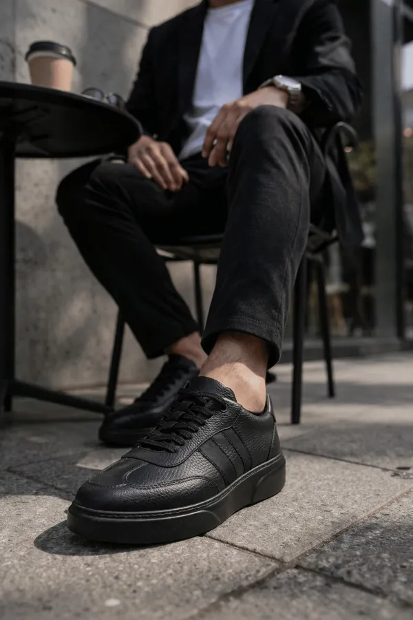 Chaussures de sport décontractées à lacets en cuir véritable Muggo REEDS pour hommes