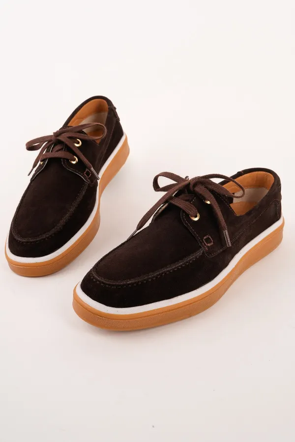 Muggo CRAFT Genuine Suede Leather Lace-up Men's Casual Loafer Shoes