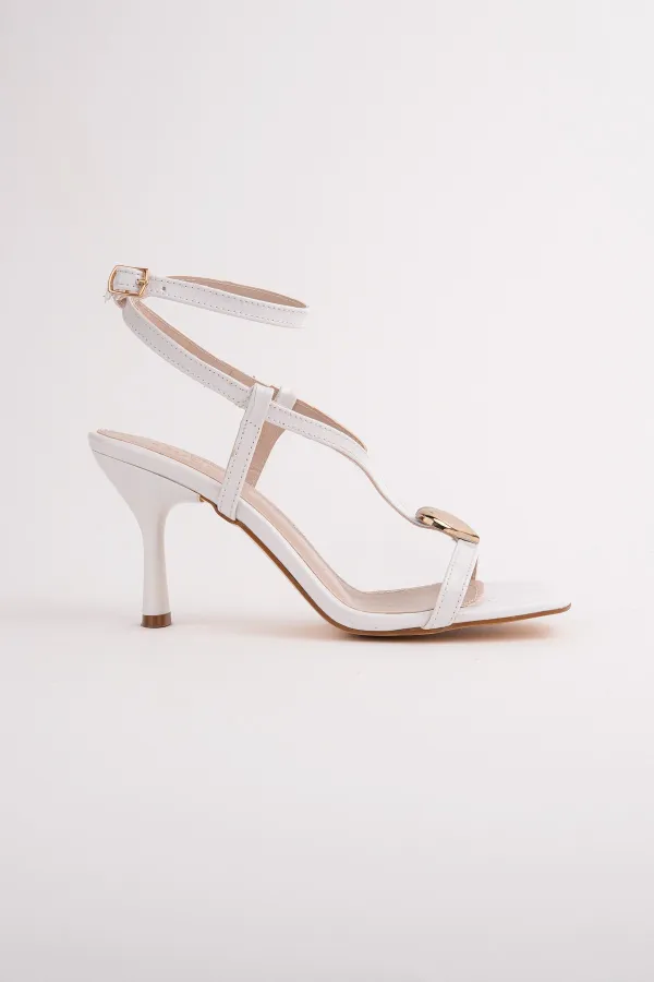 Muggo HEART Women's Sandals with Heart Accessory and Thin Heel