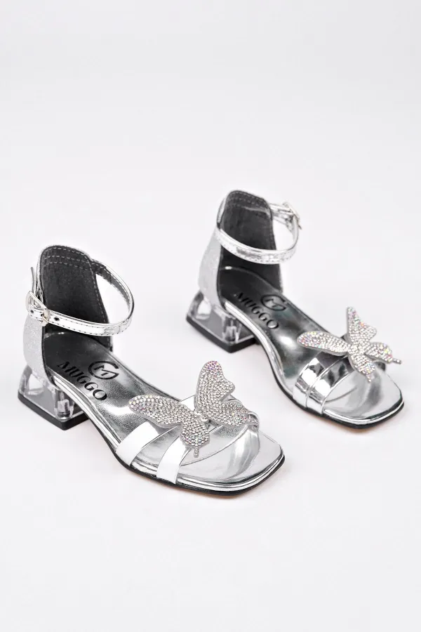 Muggo LOLA Butterfly Detail Ankle Strap Girls' Low Heel Shoes