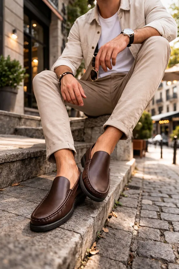 Muggo WINSOR Genuine Leather Laceless Comfortable Sole Men's Casual Classic Loafer Shoes Muggo WINSOR Genuine Leather Laceless Comfortable Sole Men's Casual Classic Loafer Shoes