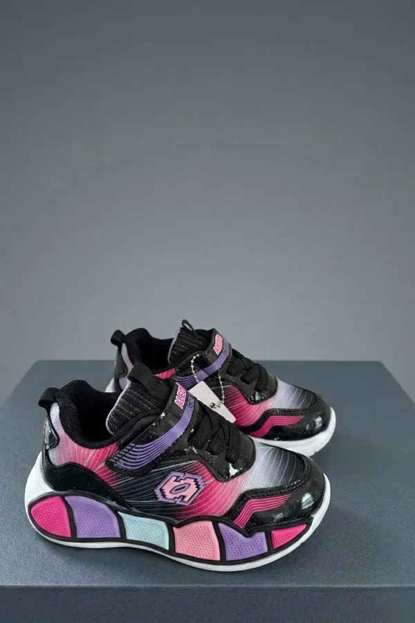 Muggo RAINBOW Thick Sole Velcro and Lace-up Kids' Sneaker Sports Shoes