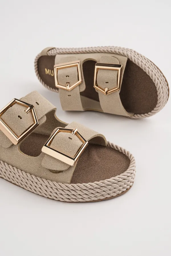 Muggo GOLDY Women's Double Buckle Adjustable Comfortable Sole Casual Slippers