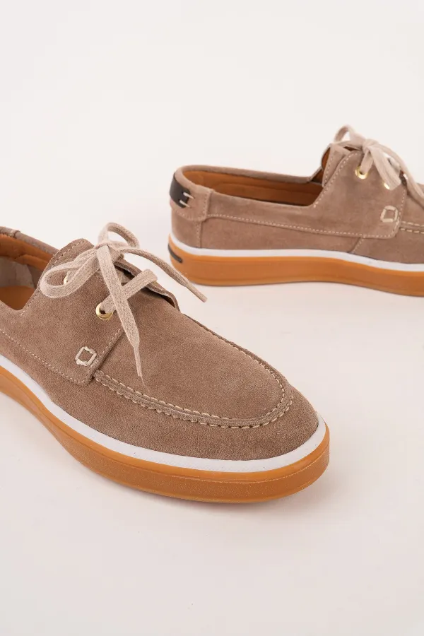 Muggo CRAFT Genuine Suede Leather Lace-up Men's Casual Loafer Shoes