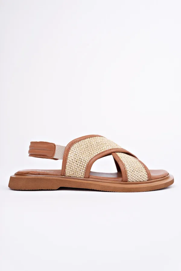 Muggo ELİSHA Lastikli Kadın Günlük Hasır Sandalet