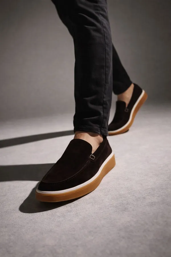 Muggo COVENT Genuine Suede Leather Laceless Men's Casual Loafer Shoes