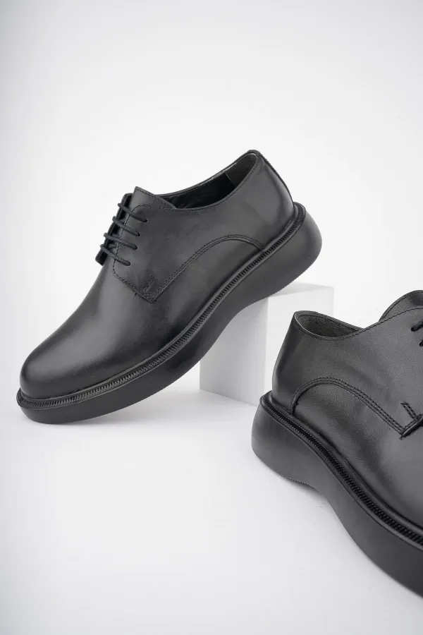 Muggo SMITH Chaussures pour hommes classiques et confortables en cuir véritable, style décontracté, avec semelle orthopédique épaisse.