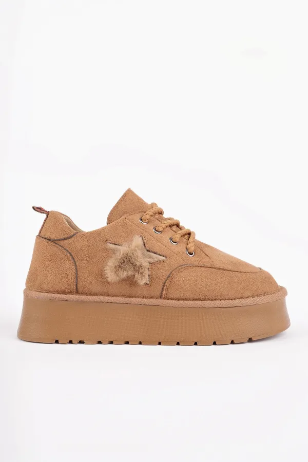 Muggo KOZMOS Kalın Taban Bağcıklı Yıldız Detaylı Kadın Kışlık Sneaker Spor Ayakkabı Muggo KOZMOS Kalın Taban Bağcıklı Yıldız Detaylı Kadın Kışlık Sneaker Spor Ayakkabı