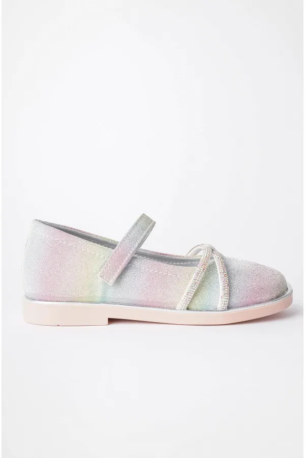 Muggo UNİCORN Garantili Günlük Ortopedik Hafif Taban Taşlı ve Cırtlı Kız Çocuk Babet