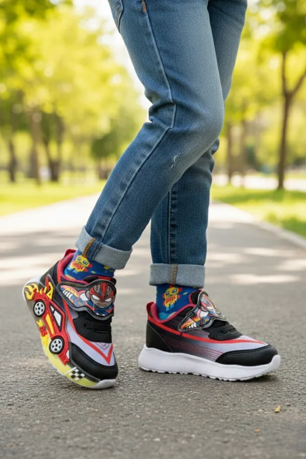 Muggo CAR Velcro Car and Light-Up Kids' Casual Sneaker Sports Shoes