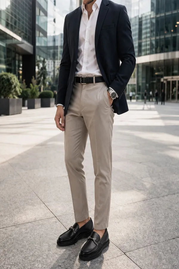 Chaussures décontractées pour hommes Muggo ALFRED en cuir véritable avec boucle en métal et semelle confortable