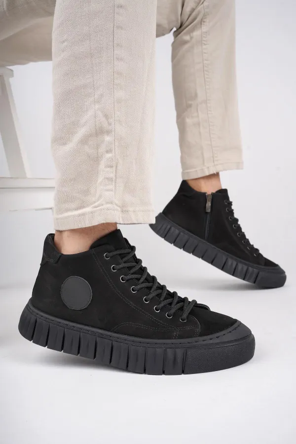 Muggo KAPOOR Guaranteed Lace-up Zipper Genuine Leather Non-Slip Sole Men's Casual Boot