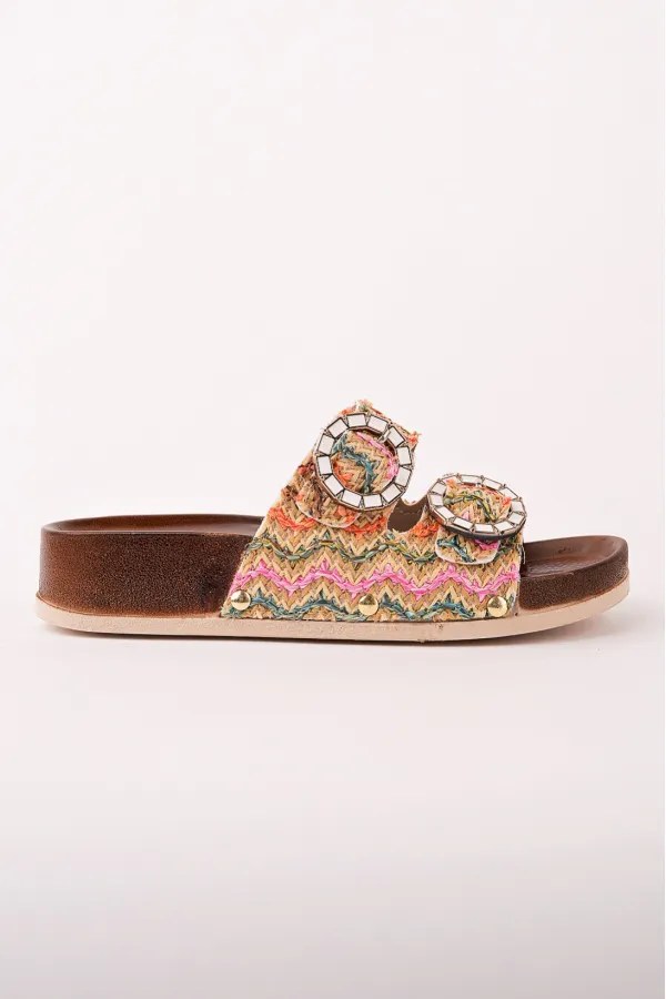 Pantoufles décontractées pour femmes Muggo BEFOR à double boucle et motifs