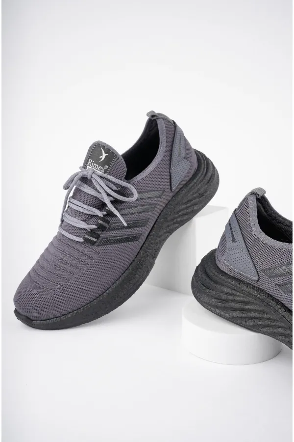 Muggo Montag Garantili Günlük Ortopedik Kaymaz Taban Bağcıklı Çizgili Erkek Sneaker Spor Ayakkabı