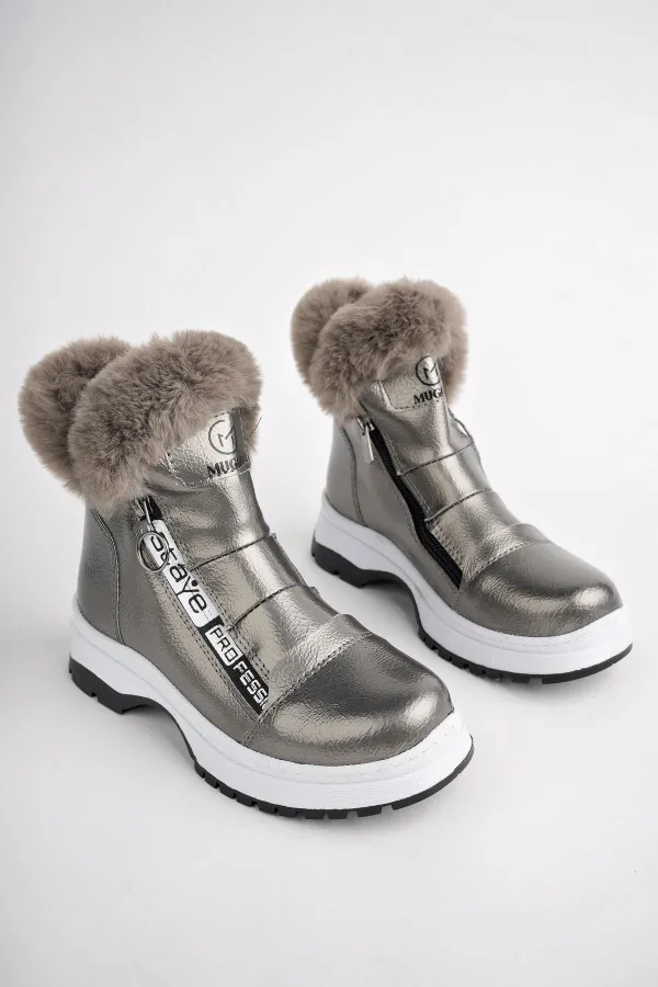 Bottes pour enfants Muggo BUBBLE avec semelle antidérapante garantie, doublure en fourrure et fermeture éclair latérale