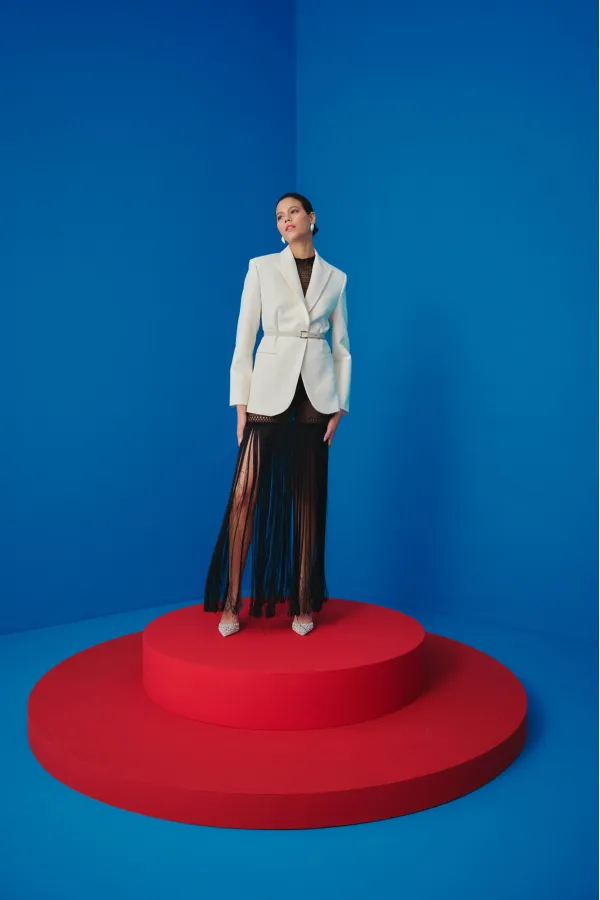 Muggo MARGARET Rhinestone Embellished Pointed Toe Open Back Elastic Women's Classic High Heel Shoes