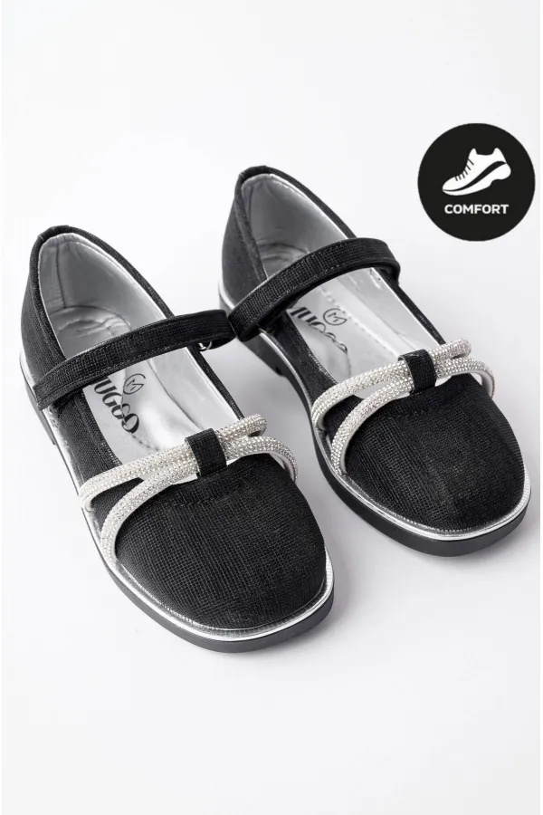 Ballerines Muggo UNICORN pour filles, semelle orthopédique légère, ornées de strass et fermeture velcro, garanties pour tous les jours.