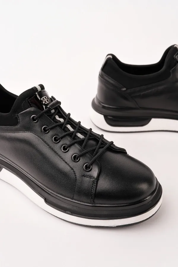 Baskets décontractées à lacets et semelle épaisse en cuir véritable pour homme Muggo REID