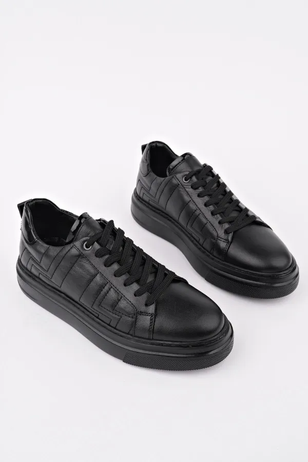 Chaussures de sport décontractées pour hommes Muggo AGONY à semelle épaisse et lacets, en cuir véritable