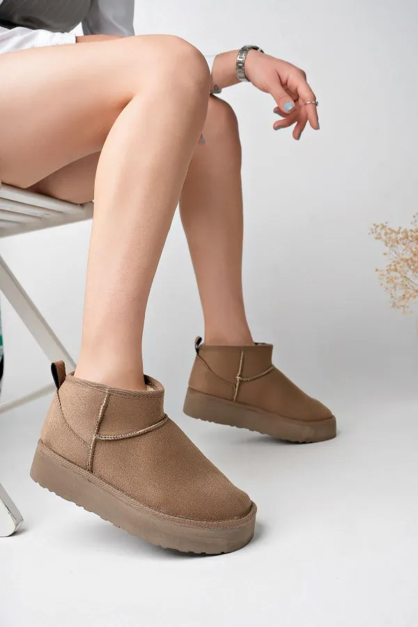 Bottines courtes décontractées Muggo HUG Guaranteed pour femmes, à semelle épaisse et doublure en fourrure.