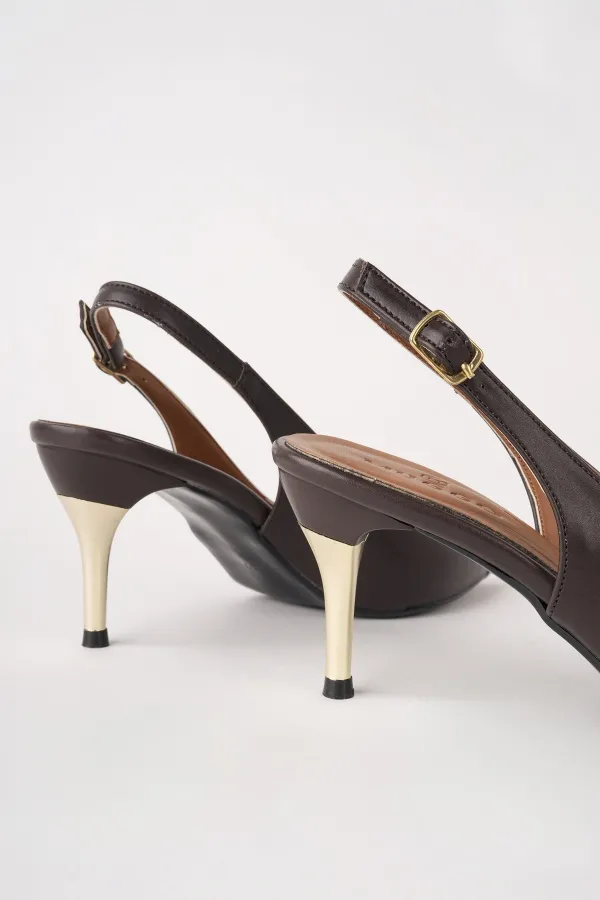 Muggo STARLYN Pointed Toe Open Back Women's High Heels with Stone Embellishments