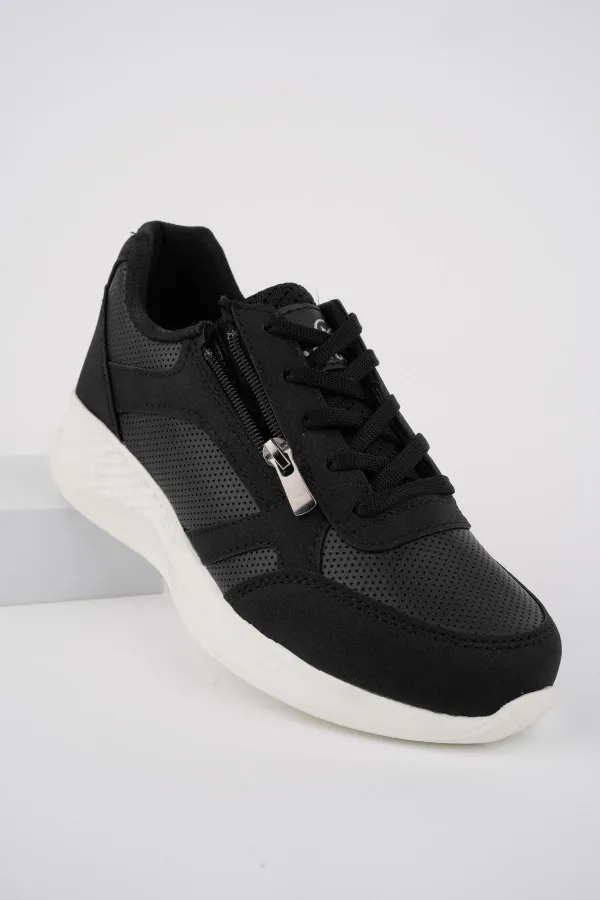 Chaussures de sport confortables et orthopédiques Muggo Asel pour femmes, à lacets et fermeture éclair latérale.