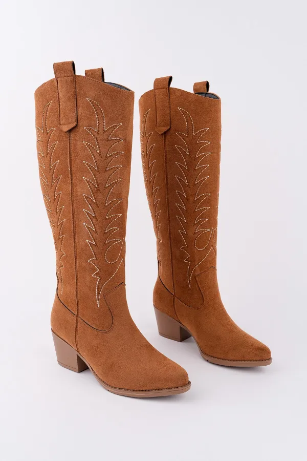 Bottes de cowboy western Muggo TEXAS pour femmes, bout pointu, talon épais brodé 