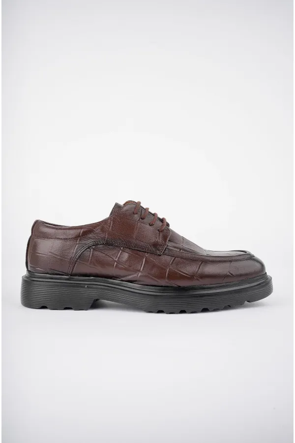 Muggo NORMAN Chaussures pour hommes classiques et confortables en cuir véritable, semelle orthopédique épaisse, idéales au quotidien