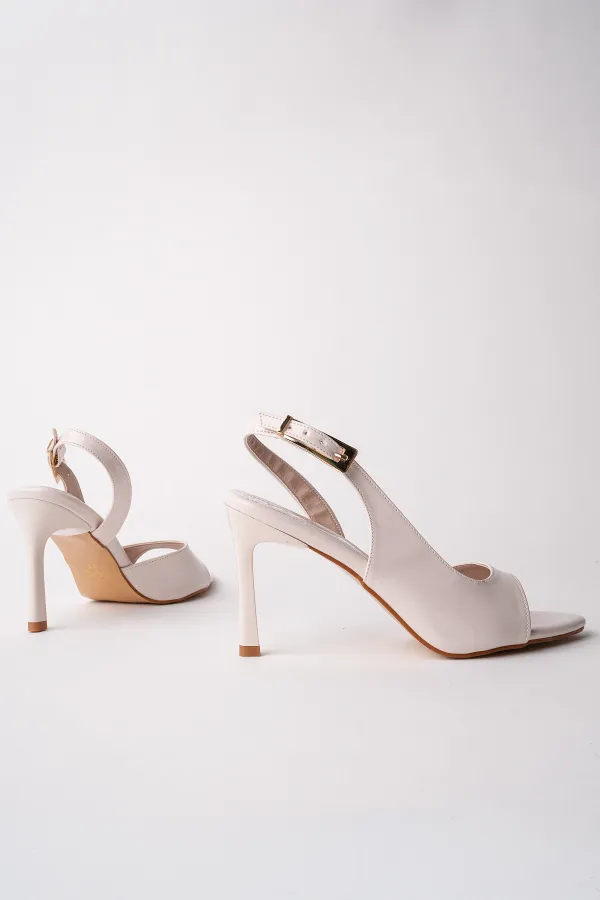 Muggo PURELINE Patent Leather Pointed Toe Thin Heel Open Back Women's High Heels