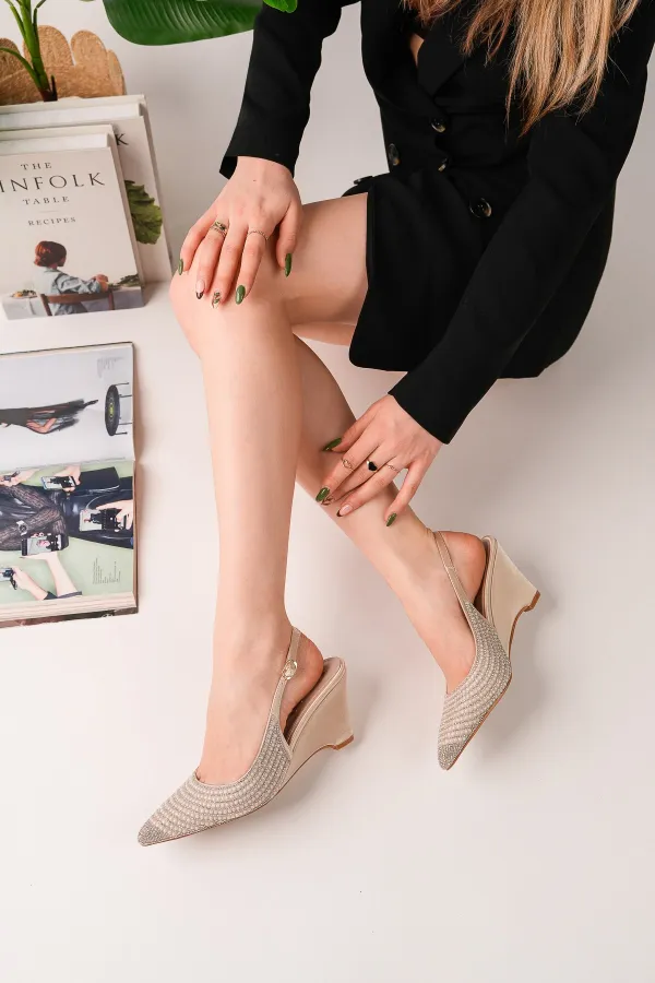 Muggo TIERA Stone and Pearl Embellished Pointed Toe Open Back Women's Platform Dress Shoes Muggo TIERA Stone and Pearl Embellished Pointed Toe Open Back Women's Platform Dress Shoes
