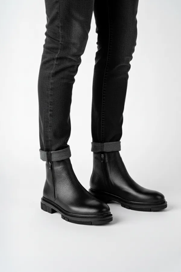 Muggo CHELSEY Genuine Leather Double Zipper Men's Winter Boots