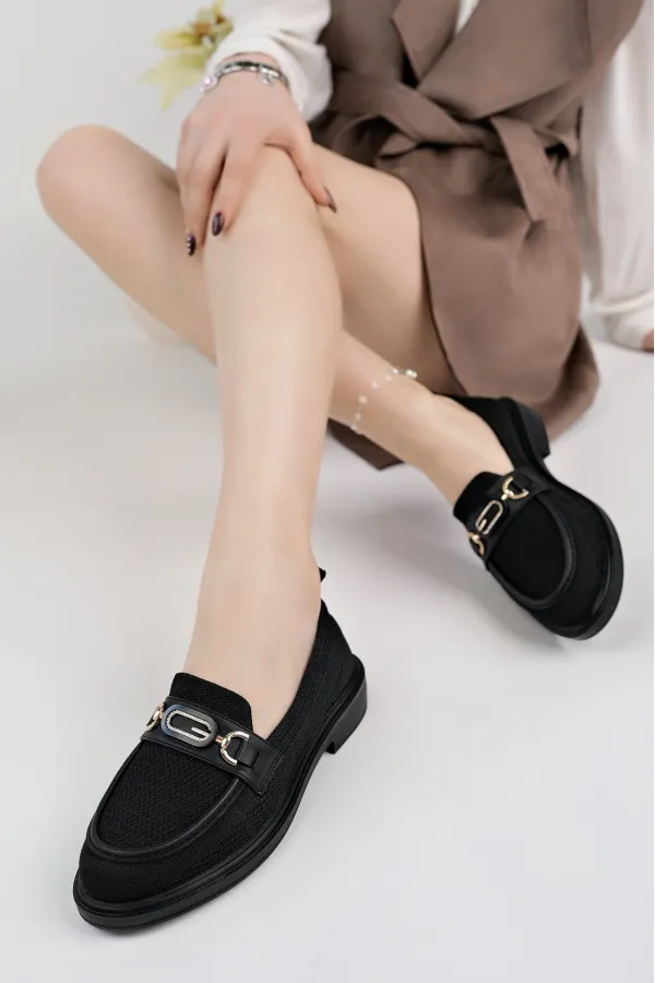 Muggo SAKURA Metal Tokalı Triko Kadın Loafer Günlük Makosen Ayakkabı Muggo SAKURA Metal Tokalı Triko Kadın Loafer Günlük Makosen Ayakkabı