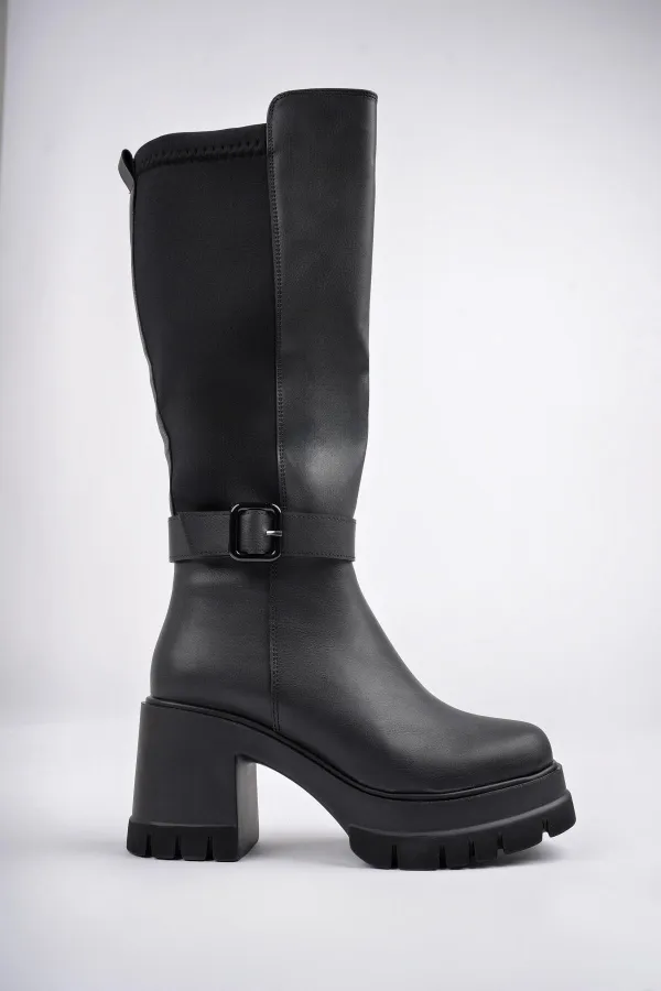 Muggo ARONGO garanti ceinture détail fermeture éclair talon plateforme bottes pour femmes