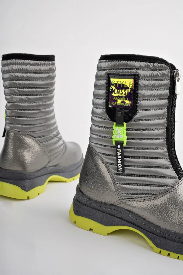 Bottes de pluie et de neige Muggo BLOOM pour enfants, garanties, avec doublure polaire, fermeture éclair sur le devant et semelle crantée.