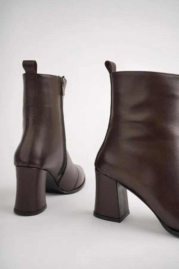 Muggo CHEVY Garantili Hakiki Deri Fermuarlı Topuklu Kadın Bot