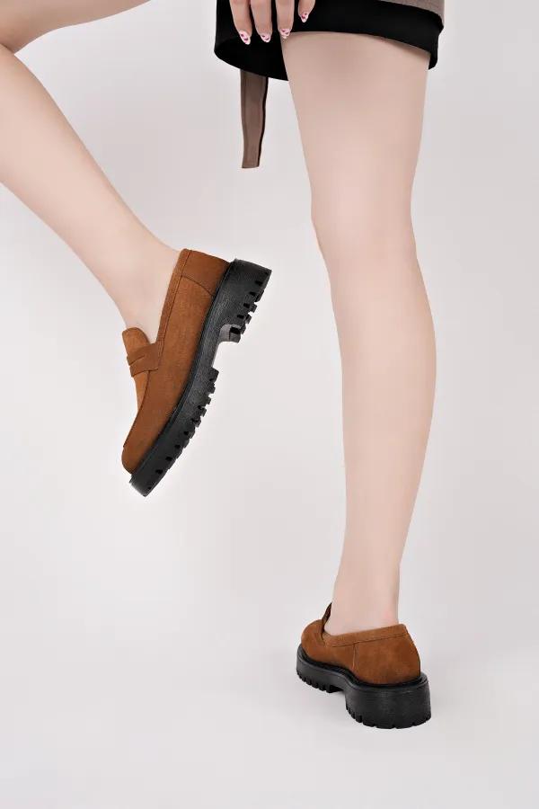 Mocassins Muggo PARADISE en cuir véritable à semelle épaisse, pour femmes, parfaits au quotidien.