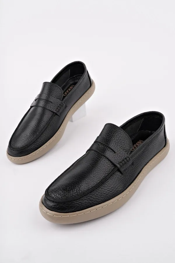 Muggo HARNAZ Chaussures décontractées sans lacets en cuir véritable pour hommes