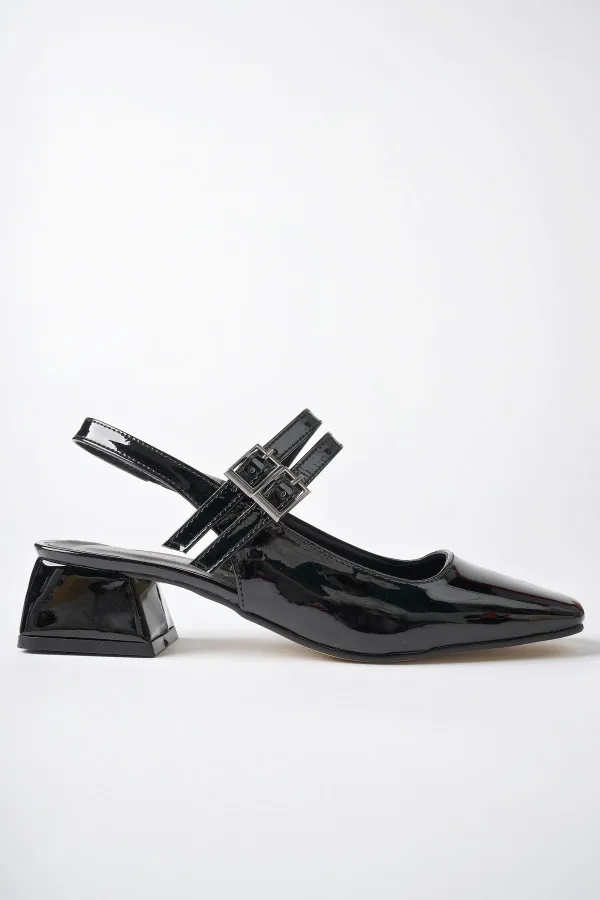 Muggo JANE Garantili Arkası Açık Kare Burunlu Kadın Günlük Kısa Topuklu Ayakkabı