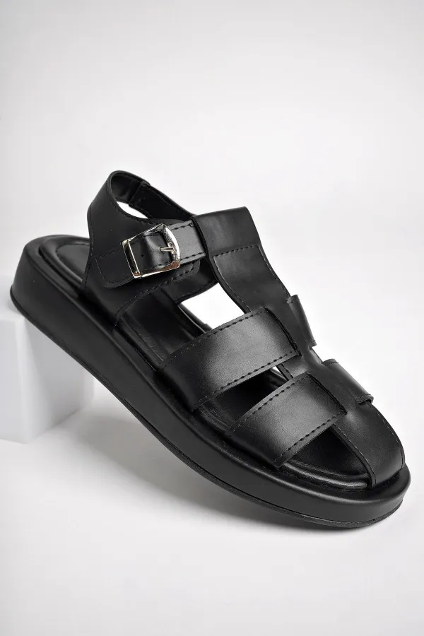 Muggo DOSSİ Guaranteed Platform Heel Ankle Strap Buckle Women's Sandals