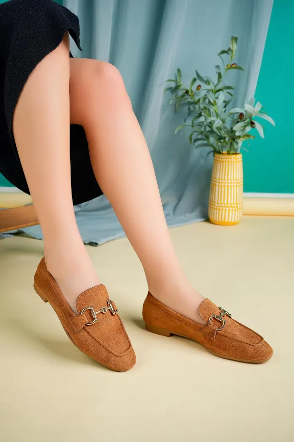 Mocassins décontractés en cuir pour femmes Muggo MONA avec boucle métallique garantie