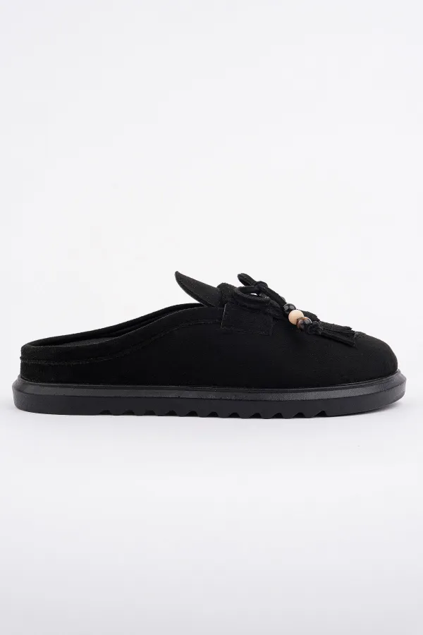 Mocassins Muggo FRINGE en daim, bout fermé, à pampilles et nœud décoratif.