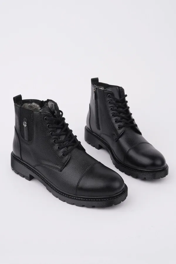 Bottes Muggo RAFA pour hommes, doublées de fourrure, à fermeture éclair et à lacets 