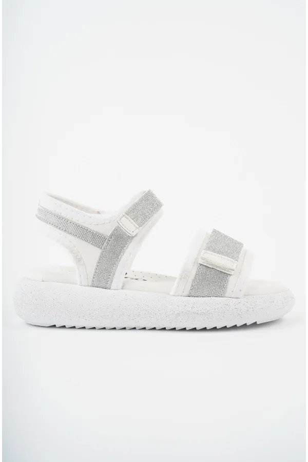 Sandales pour filles Muggo CRUZ, garanties pour tous les jours, à semelle orthopédique légère, pailletées et à scratch