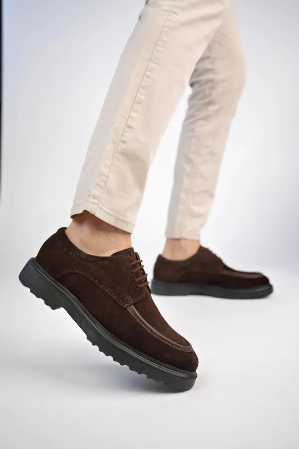 Muggo SAMUEL Chaussures pour hommes classiques et confortables en cuir véritable, style décontracté, avec semelle orthopédique épaisse.