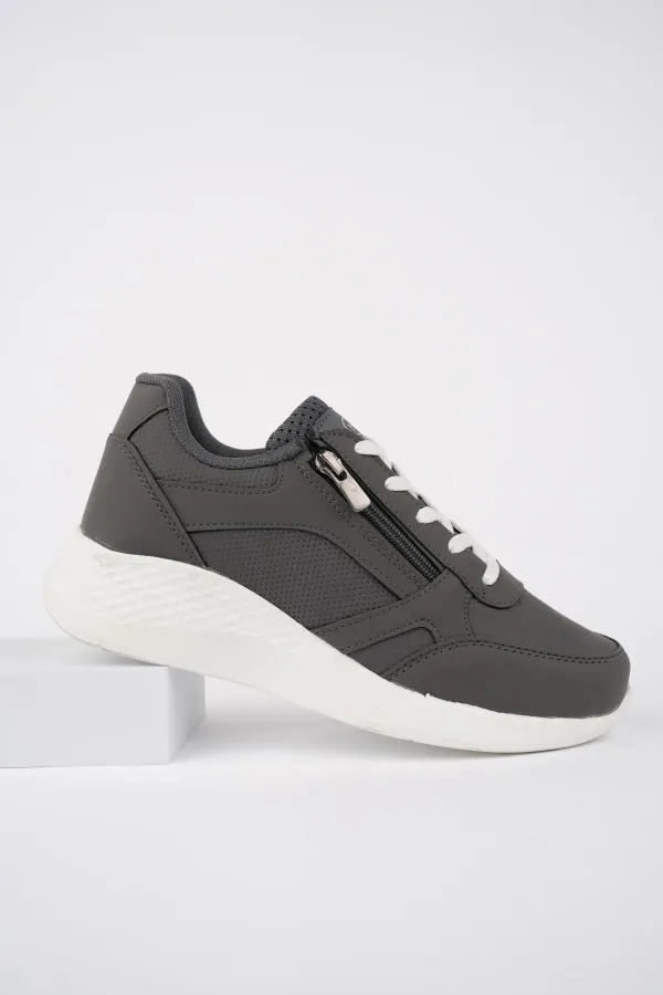 Chaussures de sport confortables et orthopédiques Muggo Asel pour femmes, à lacets et fermeture éclair latérale.