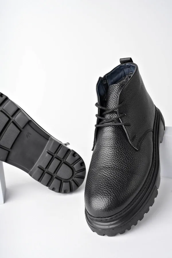 Bottes Chelsea d'hiver pour homme Muggo FODEN en cuir véritable avec fermeture éclair et fourrure à l'intérieur et semelle EVA