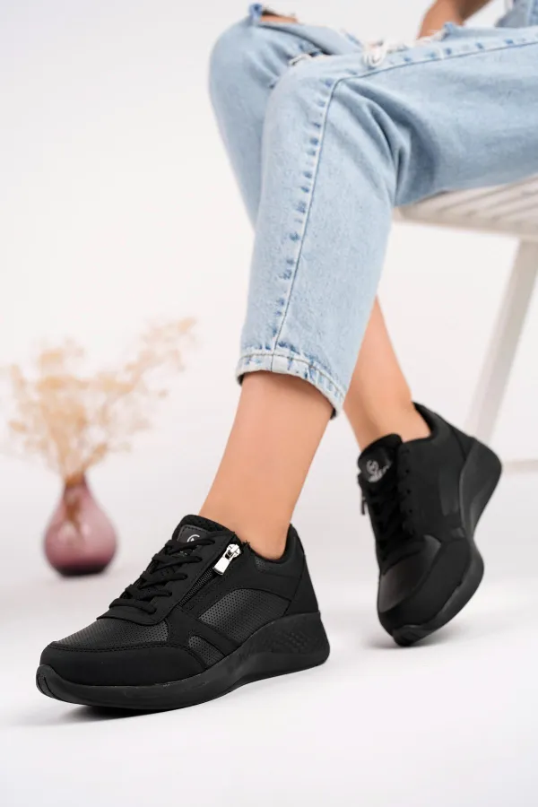 Chaussures de sport confortables et orthopédiques Muggo Asel pour femmes, à lacets et fermeture éclair latérale.